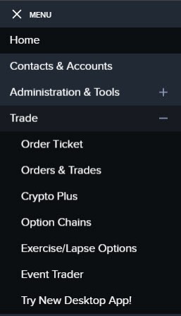 Image of the trade menu for Professors
